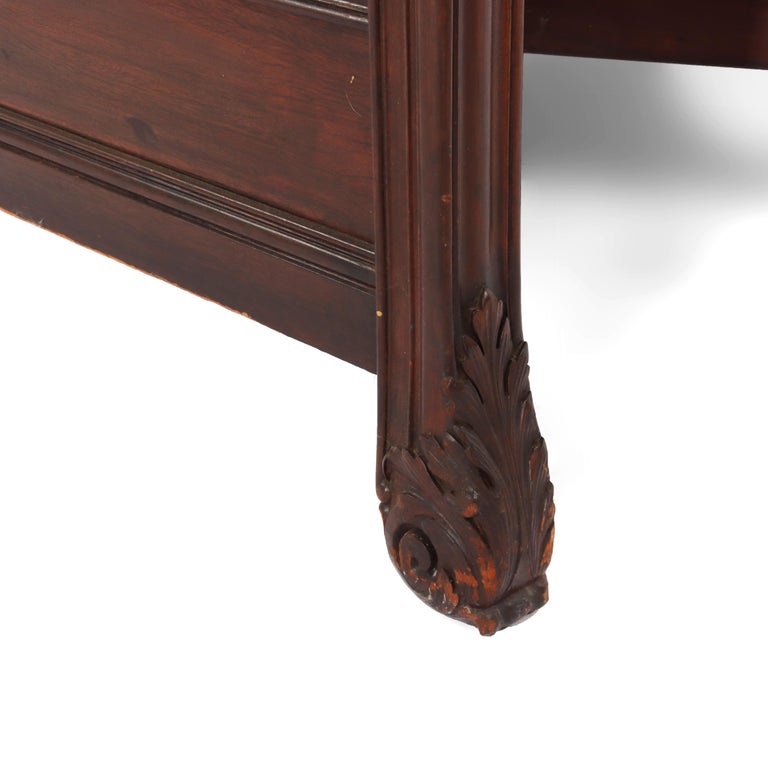 RJ Horner School Carved Mahogany Queen Size Bed Head & Foot Boards Circa 1890