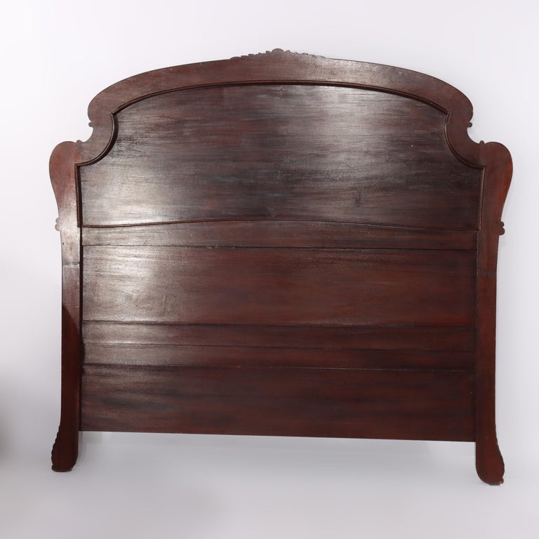 RJ Horner School Carved Mahogany Queen Size Bed Head & Foot Boards Circa 1890