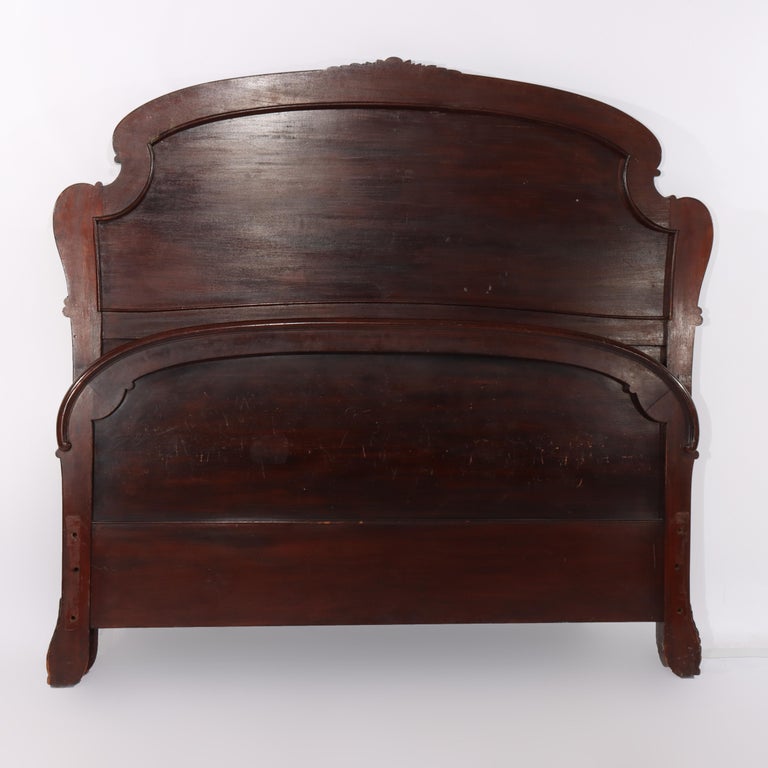 RJ Horner School Carved Mahogany Queen Size Bed Head & Foot Boards Circa 1890