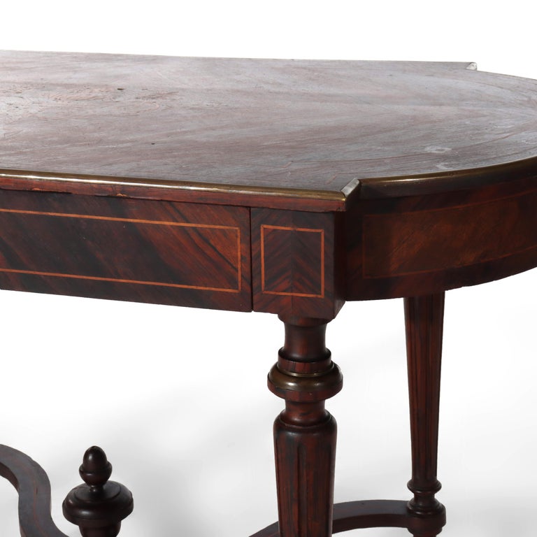 Antique Louis XVI Rosewood, Marquetry & Inlaid Table with Drawer C1880