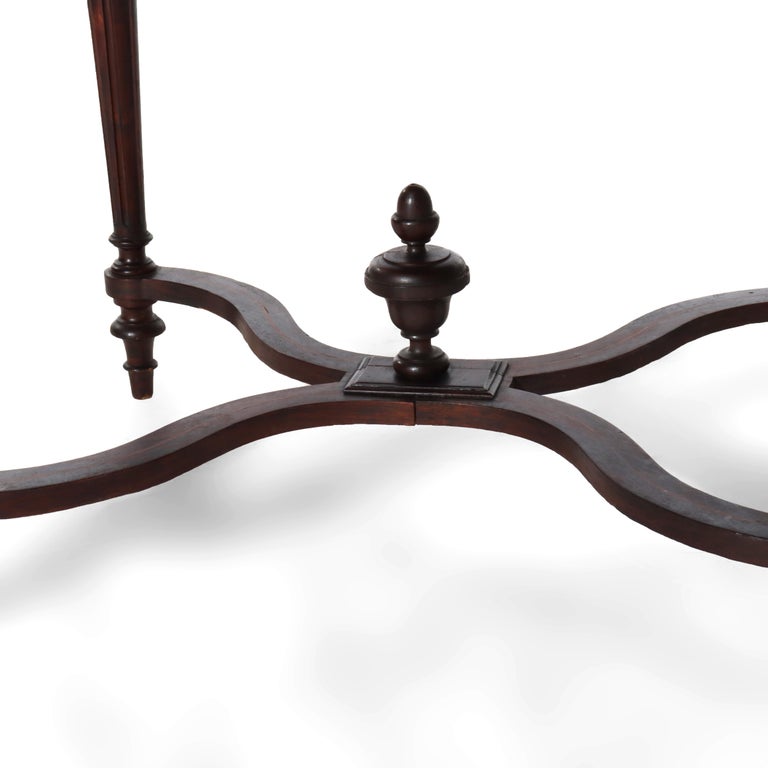 Antique Louis XVI Rosewood, Marquetry & Inlaid Table with Drawer C1880