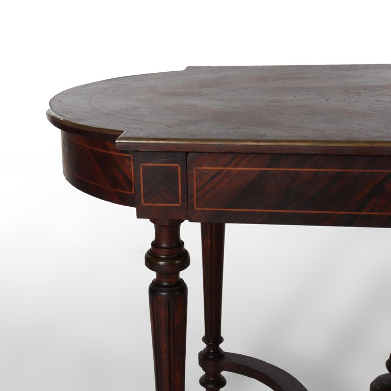 Antique Louis XVI Rosewood, Marquetry & Inlaid Table with Drawer C1880