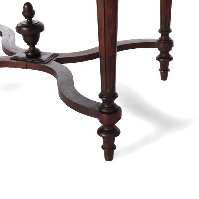 Antique Louis XVI Rosewood, Marquetry & Inlaid Table with Drawer C1880
