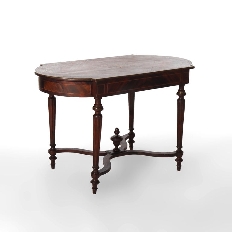 Antique Louis XVI Rosewood, Marquetry & Inlaid Table with Drawer C1880