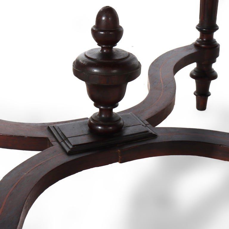 Antique Louis XVI Rosewood, Marquetry & Inlaid Table with Drawer C1880