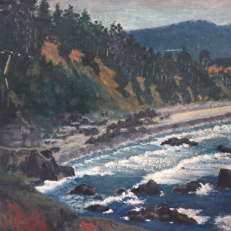 Vintage Oil on Board Painting “Oregon Coast” by Bernice Stanbro C1940