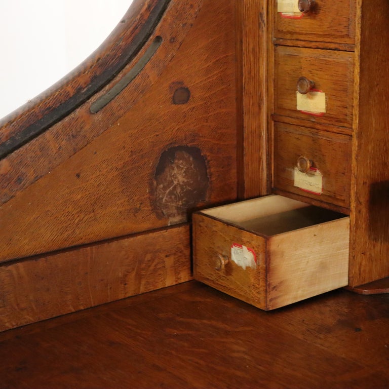 Antique Oak S-Roll Top Desk with Full Interior Unsigned C1900