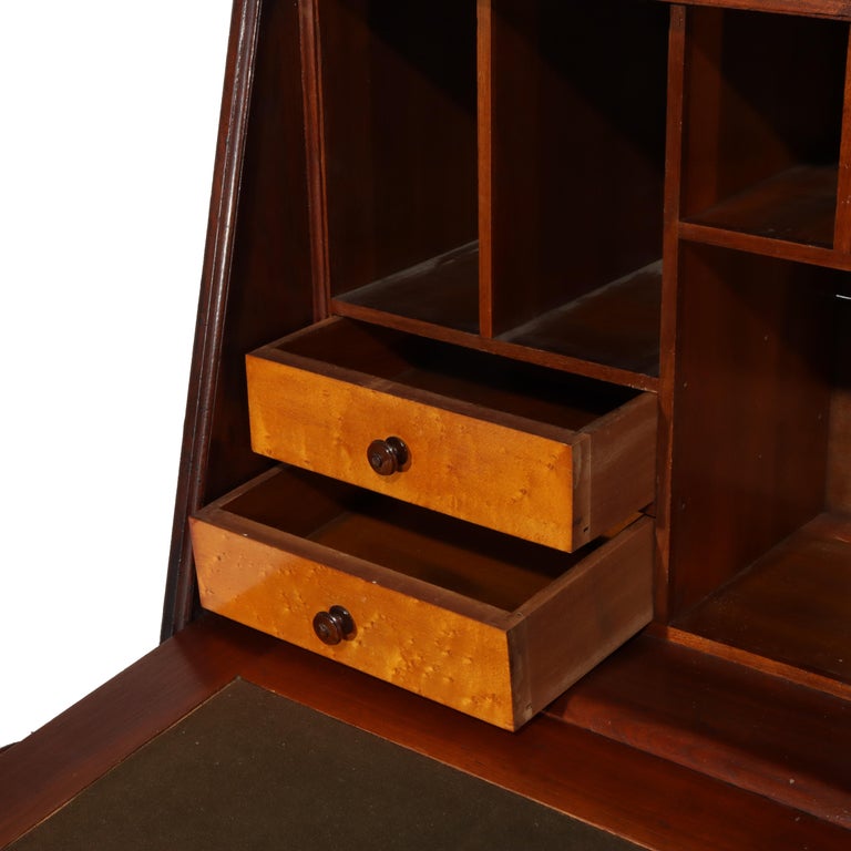 Antique Renaissance Revival Walnut & Burl Four-Drawer Drop Front Secretary c1880