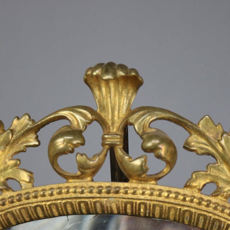 Antique Gilt Bronze Reticulated Foliate Form Dresser Mirror C1890