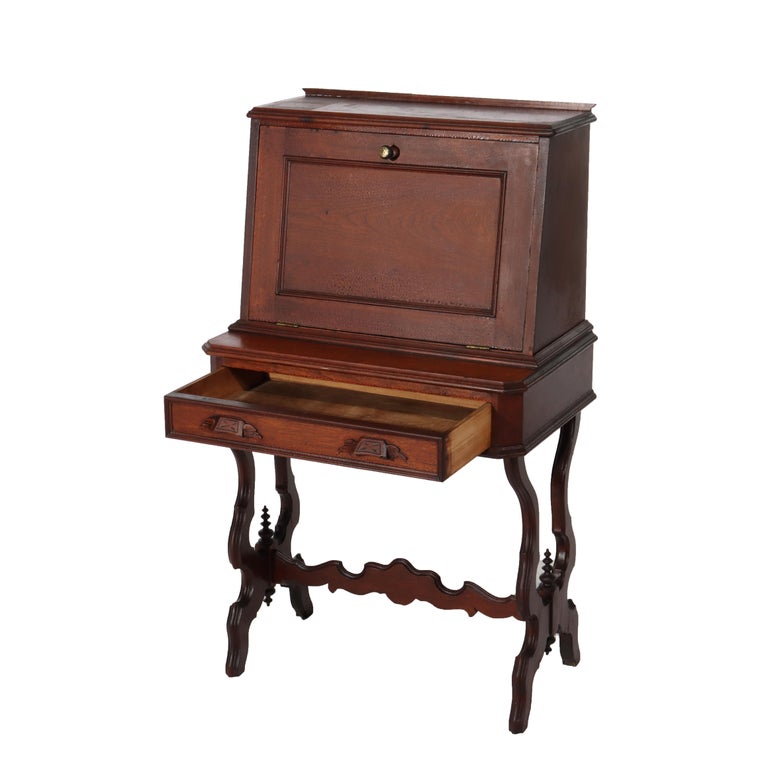 Antique Victorian Walnut Drop Front Desk C1880