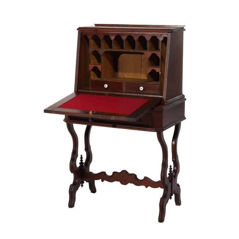Antique Victorian Walnut Drop Front Desk C1880