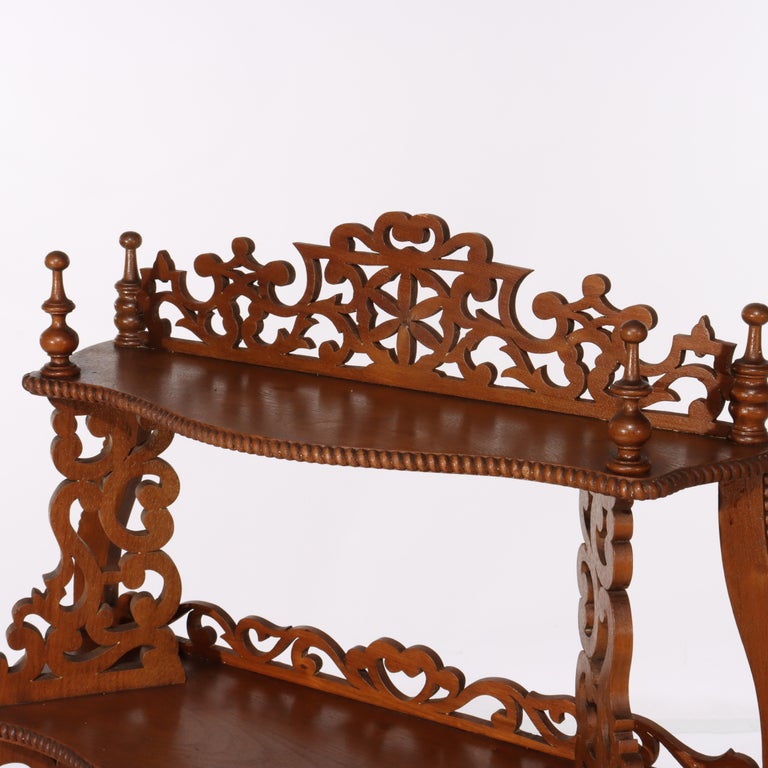 Antique Walnut Filigree Five-Shelf Etagere With Drawer C1880