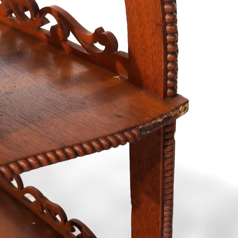 Antique Walnut Filigree Five-Shelf Etagere With Drawer C1880