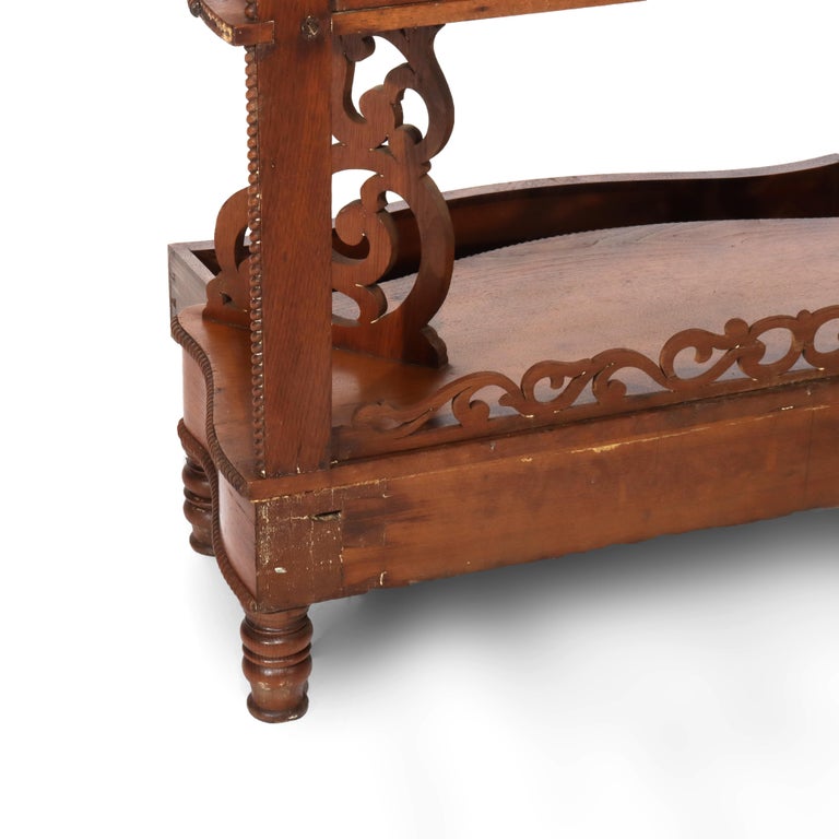 Antique Walnut Filigree Five-Shelf Etagere With Drawer C1880