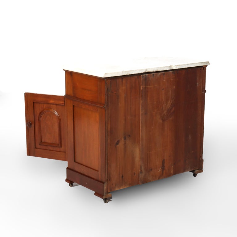 Antique Victorian Rococo Walnut Marble Top Washstand C1880