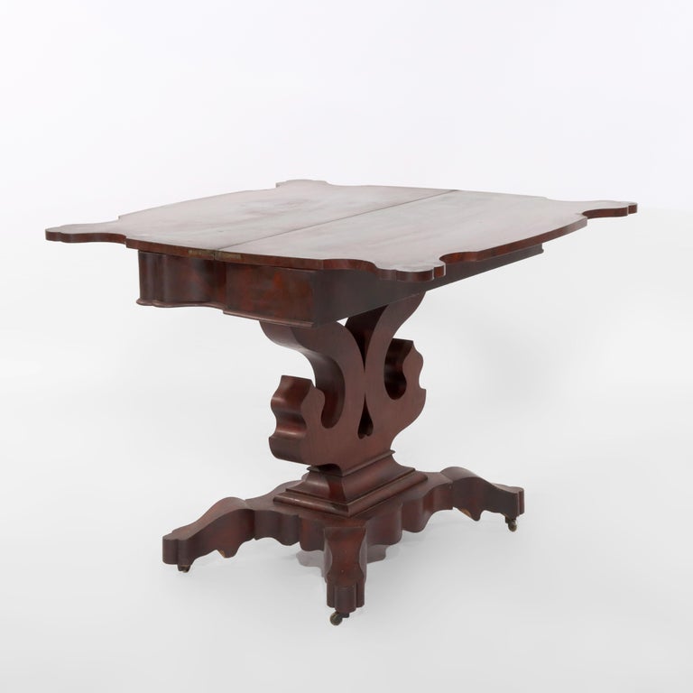 Antique Quervelle School First Empire Flame Mahogany Card Table c1840