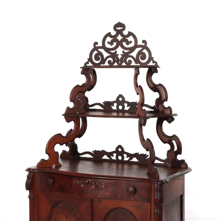 Antique Victorian Walnut & Burl Etagere Server C1880