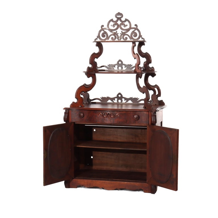 Antique Victorian Walnut & Burl Etagere Server C1880