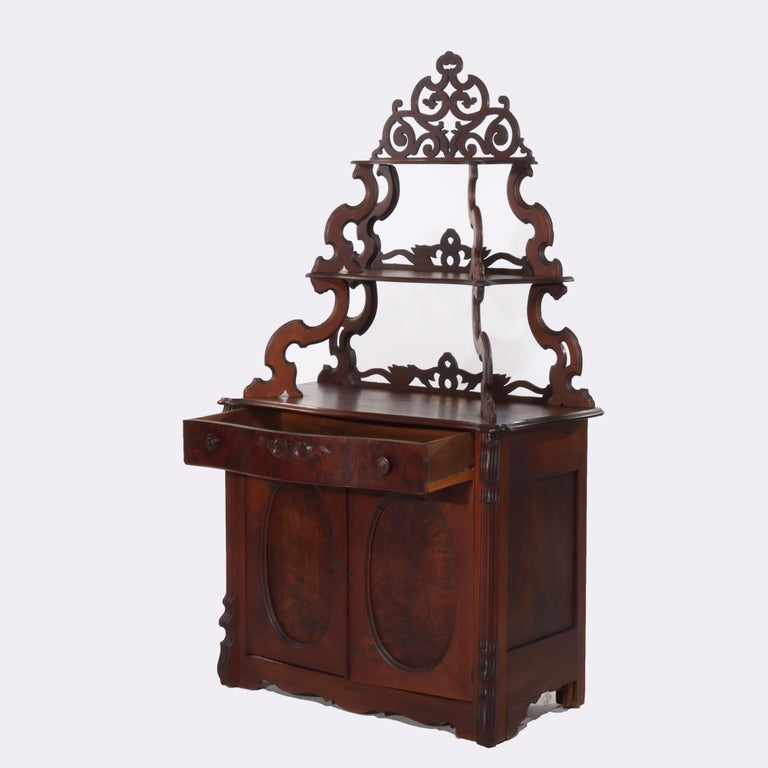 Antique Victorian Walnut & Burl Etagere Server C1880