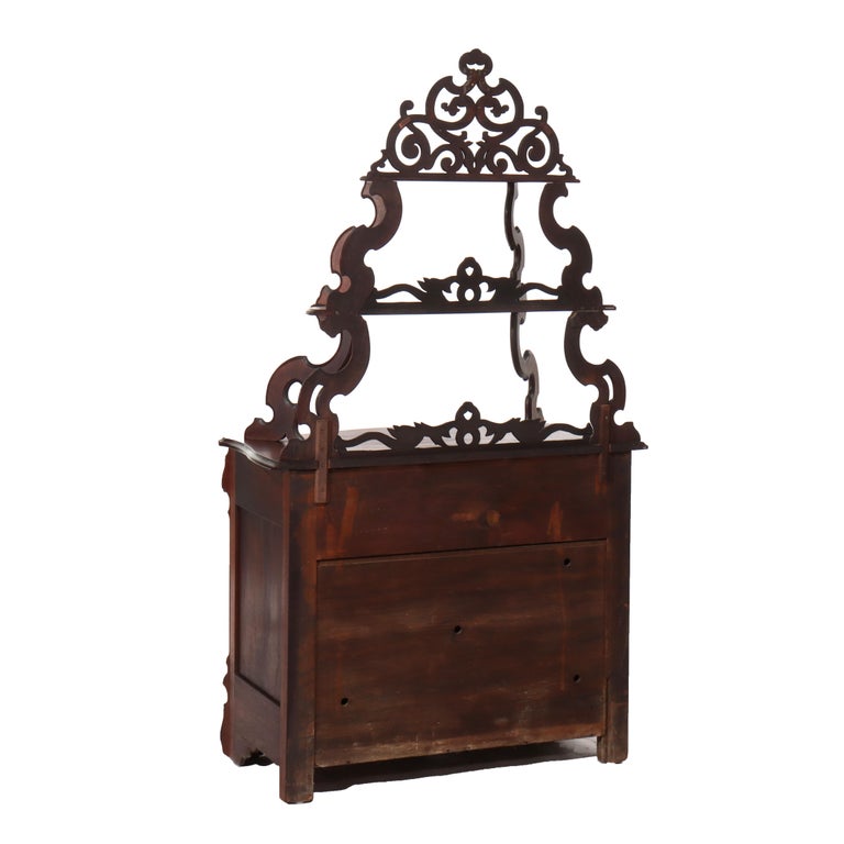 Antique Victorian Walnut & Burl Etagere Server C1880