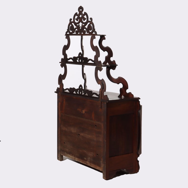 Antique Victorian Walnut & Burl Etagere Server C1880
