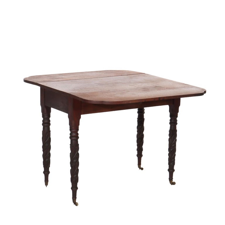 Antique Sheraton Carved Mahogany Drop Leaf Table C1830