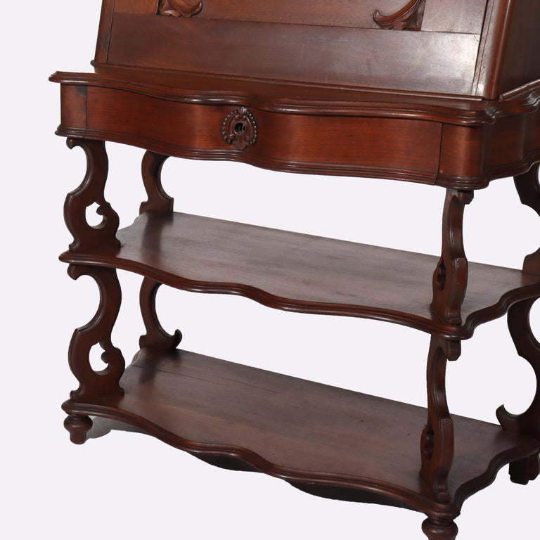 Antique Victorian Rococo Walnut Drop Front Lady’s Desk C1880