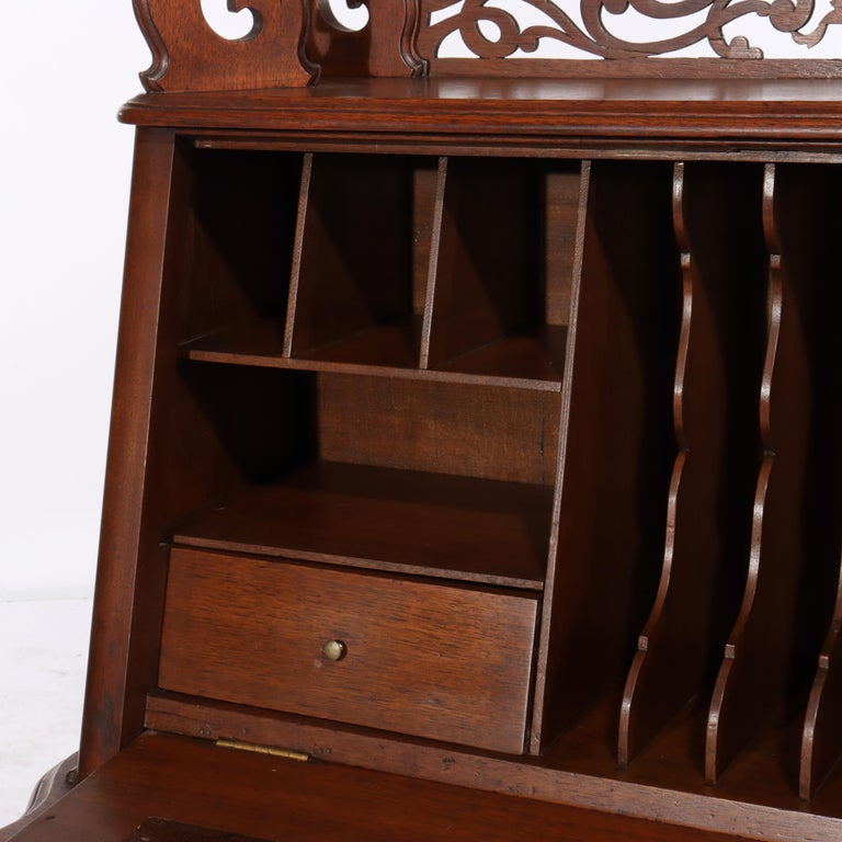 Antique Victorian Rococo Walnut Drop Front Lady’s Desk C1880