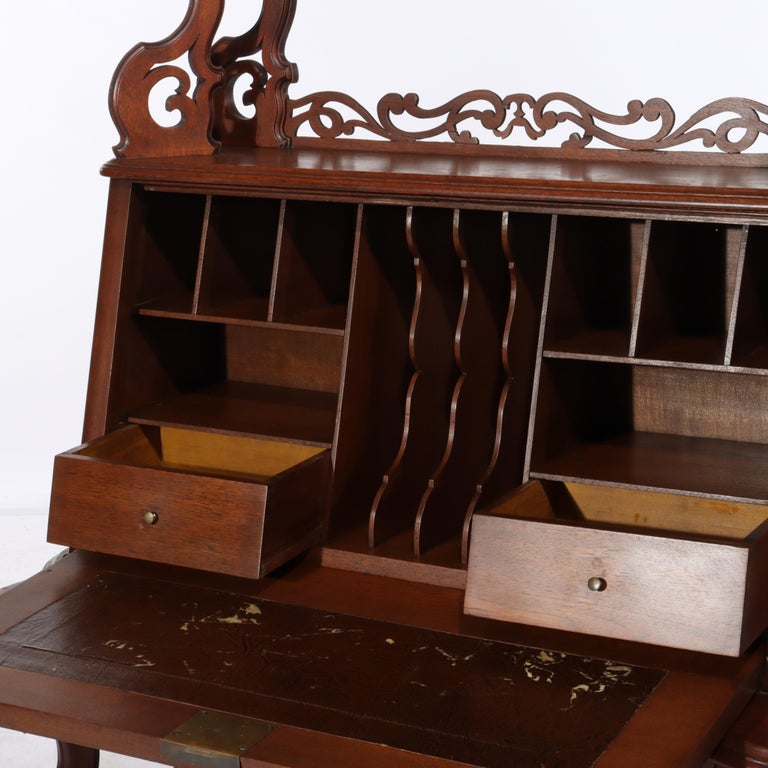 Antique Victorian Rococo Walnut Drop Front Lady’s Desk C1880