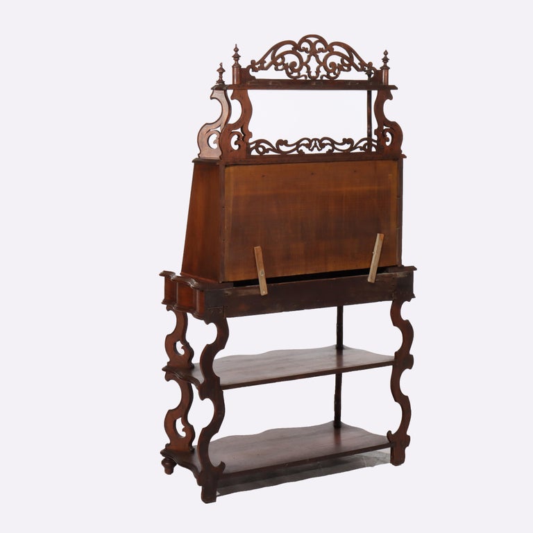 Antique Victorian Rococo Walnut Drop Front Lady’s Desk C1880
