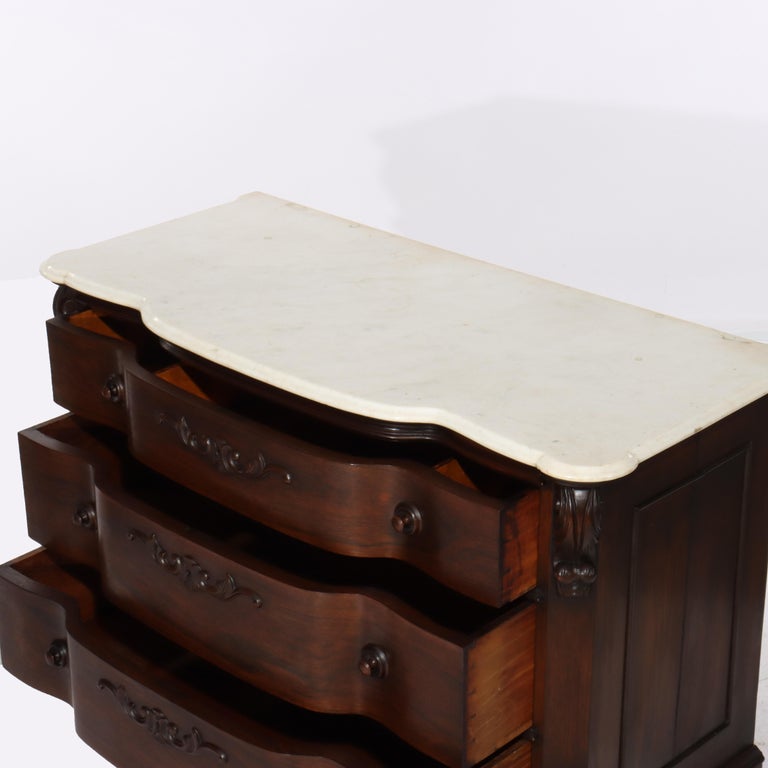 Antique Belter School Rosewood 4-Drawer Marble Top Dresser c1860