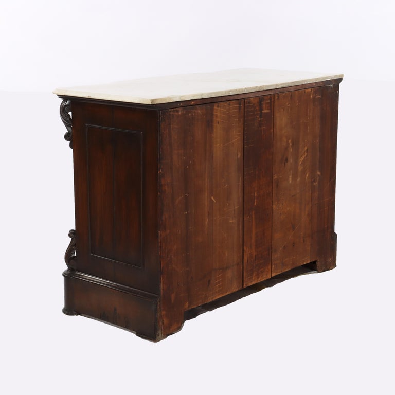 Antique Belter School Rosewood 4-Drawer Marble Top Dresser c1860