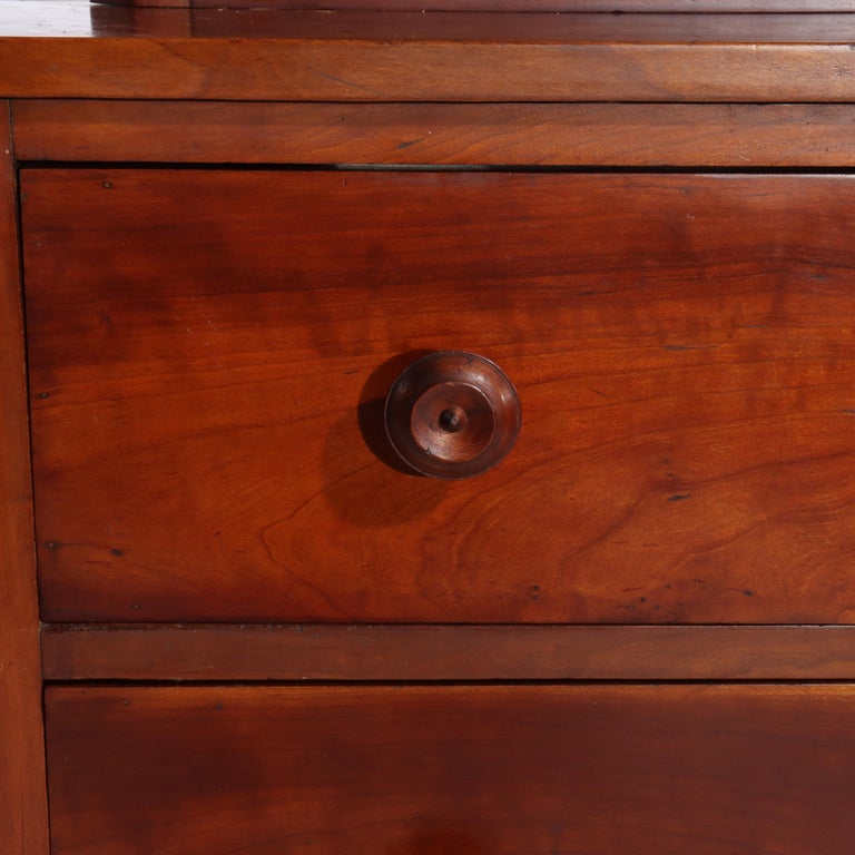 Antique Shaker School Cherry 5-Drawer Chest With Mirror C1890