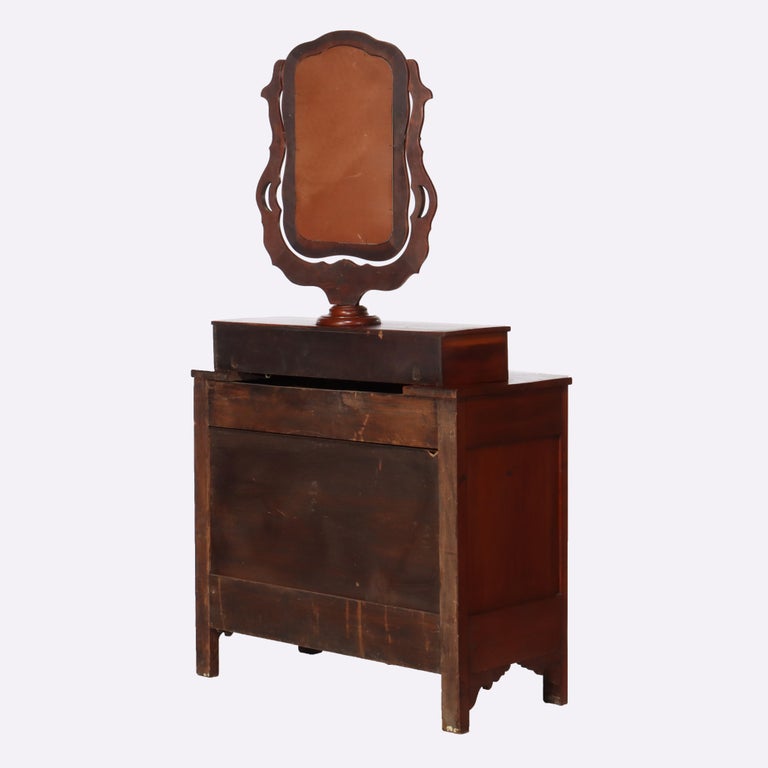 Antique Shaker School Cherry 5-Drawer Chest With Mirror C1890