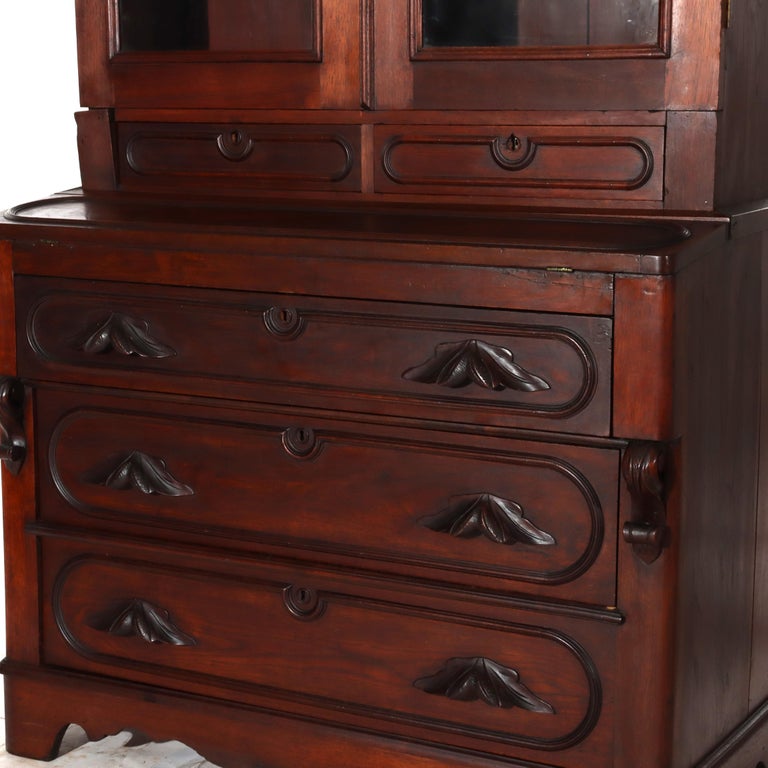 Antique Eastlake Victorian Walnut Secretary Desk C1880