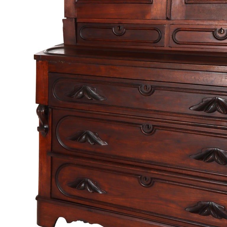 Antique Eastlake Victorian Walnut Secretary Desk C1880