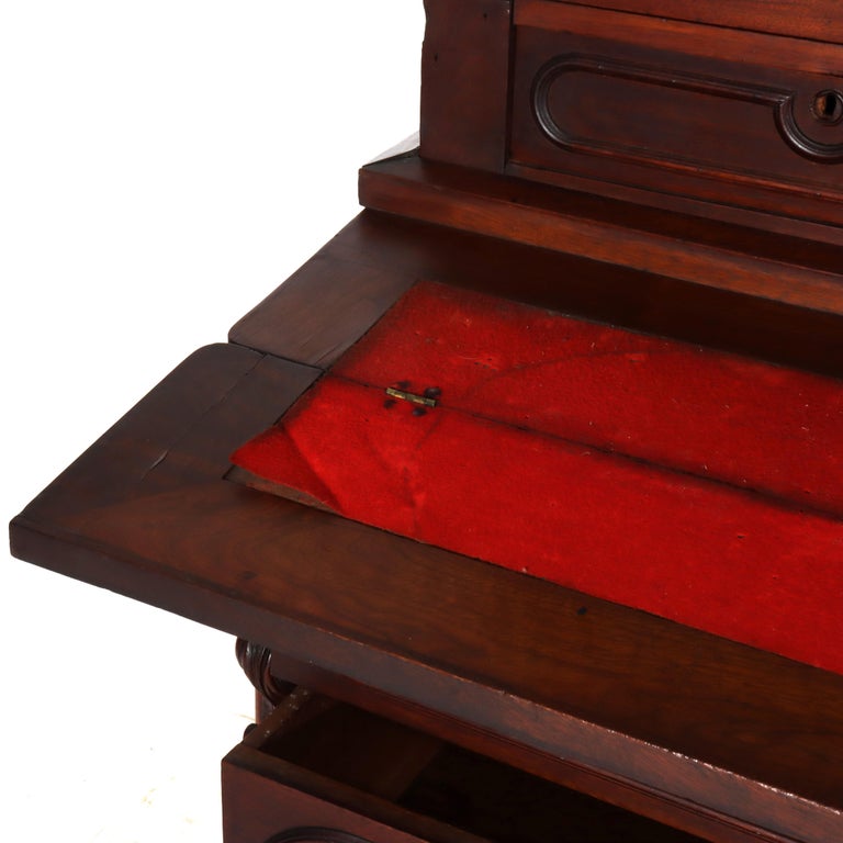 Antique Eastlake Victorian Walnut Secretary Desk C1880