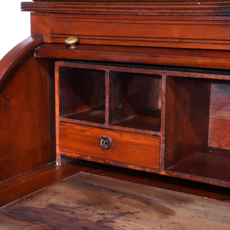 Antique Eastlake Walnut Cylinder Roll Top Desk C1890