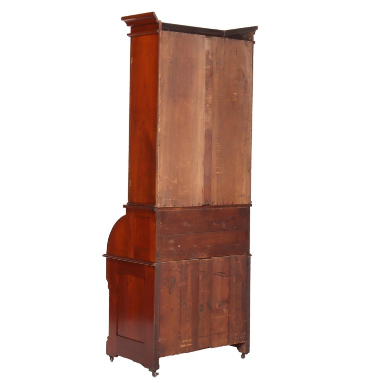 Antique Eastlake Walnut Cylinder Roll Top Desk C1890