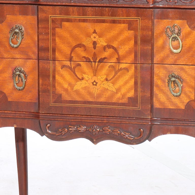 Pair Of Antique French Louis XV Mahogany & Satinwood Inlaid 2-Drawer Stands