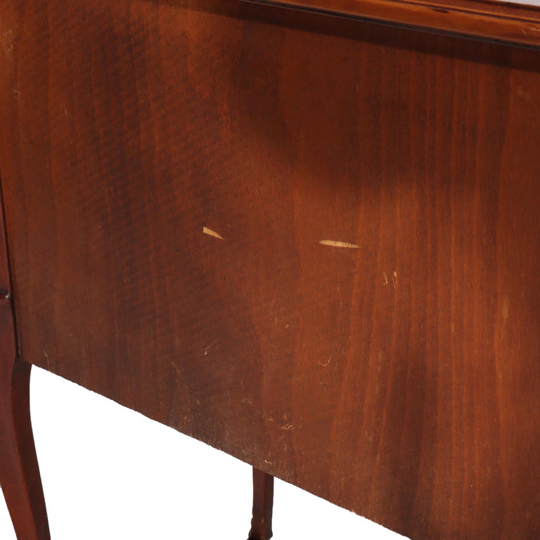 Pair Of Antique French Louis XV Mahogany & Satinwood Inlaid 2-Drawer Stands