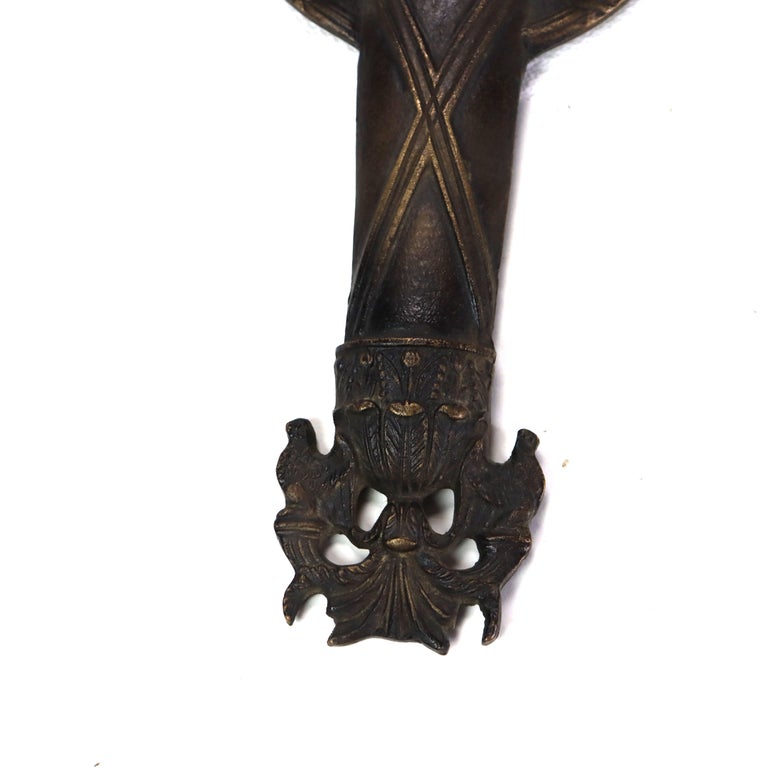 Antique Bronze Classical Torch Form Two-Light Wall Sconce C1920