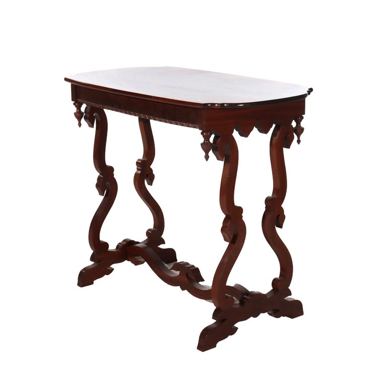 Antique Empire Flame Mahogany Lamp Stand C1870
