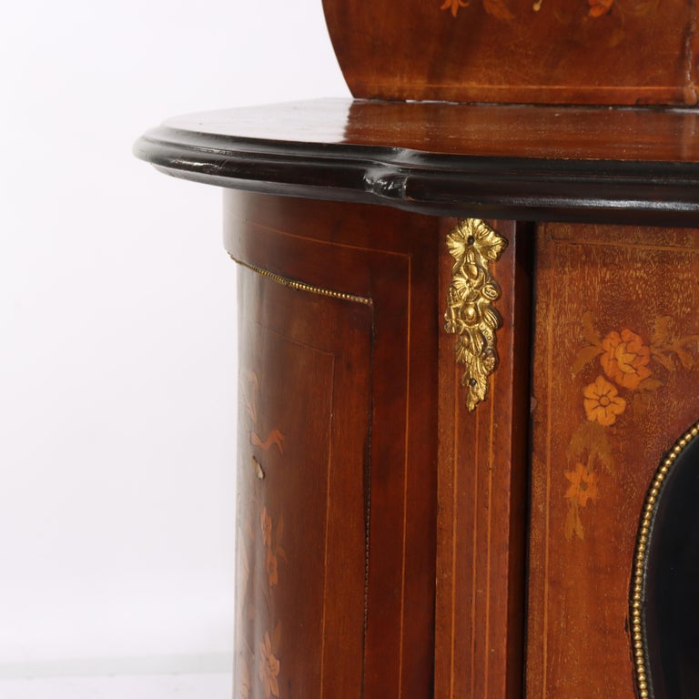 Antique French Ebonized Rosewood, Marquetry & Ormolu Curio Top Cabinet C1890
