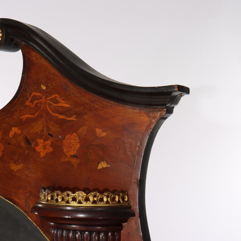 Antique French Ebonized Rosewood, Marquetry & Ormolu Curio Top Cabinet C1890