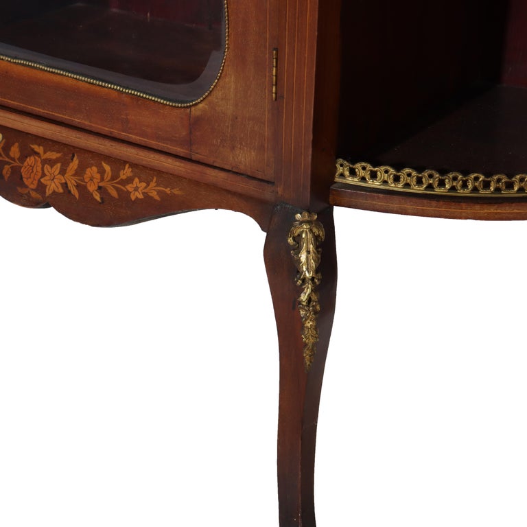 Antique French Ebonized Rosewood, Marquetry & Ormolu Curio Top Cabinet C1890