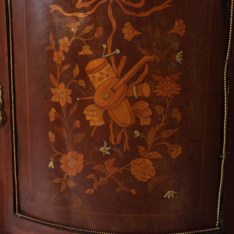 Antique French Ebonized Rosewood, Marquetry & Ormolu Curio Top Cabinet C1890