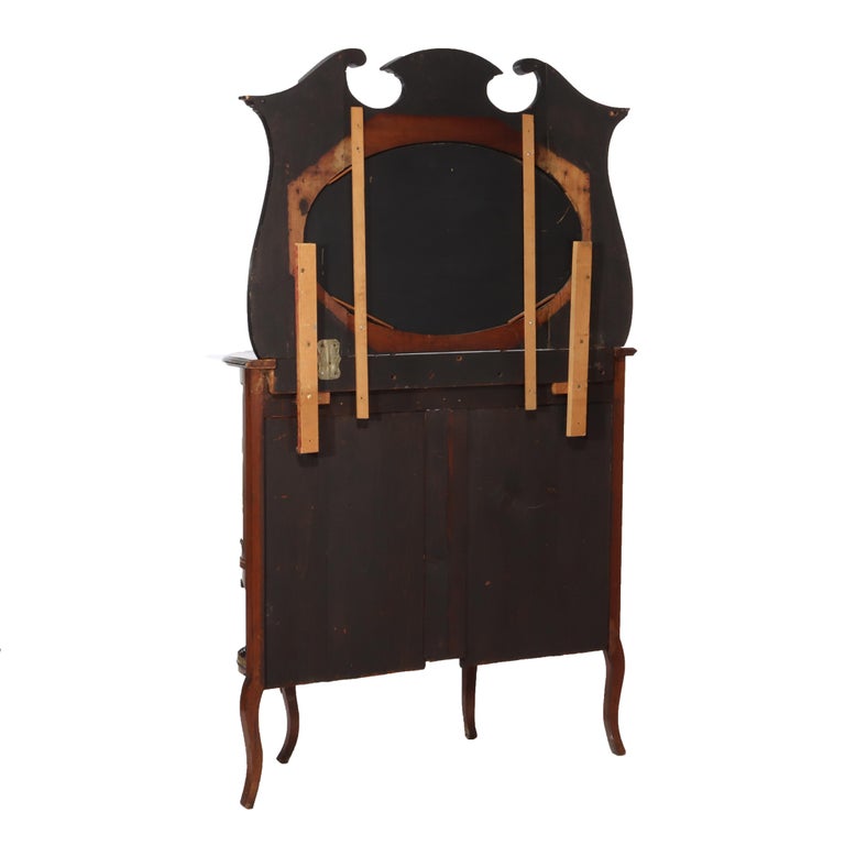 Antique French Ebonized Rosewood, Marquetry & Ormolu Curio Top Cabinet C1890