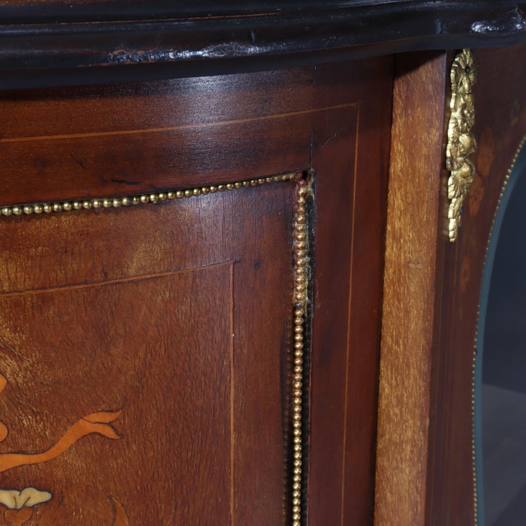 Antique French Ebonized Rosewood, Marquetry & Ormolu Curio Top Cabinet C1890
