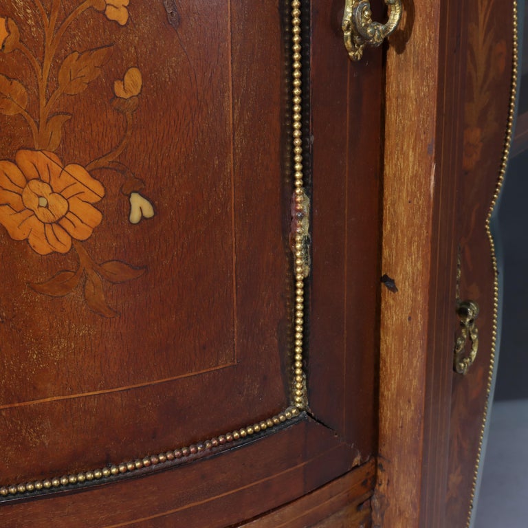 Antique French Ebonized Rosewood, Marquetry & Ormolu Curio Top Cabinet C1890